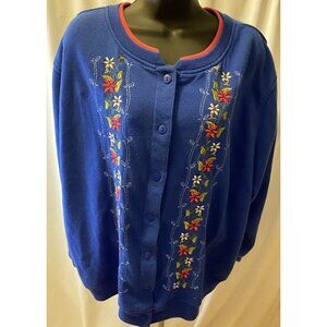 Extra Shenanigans Sweater Cardigan By Womens 1X Cottage-Core Blue Pink Floral